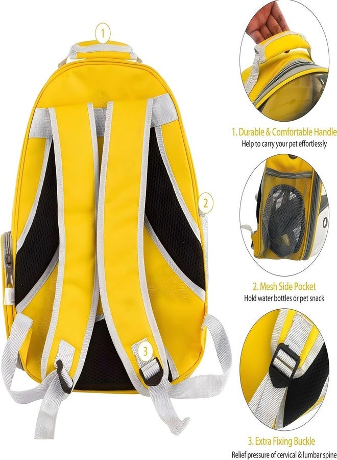 حقيبة ظهر شفافة صفراء اللون من VAYINATO® لحمل الحيوانات الأليفة أثناء السفر، مثالية للكلاب والقطط الصغيرة | مقاومة للماء، مريحة وجيدة التهوية من Petzlifeworld - Image 2